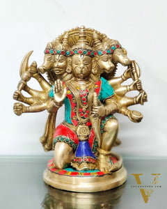 Brass Panchmukhi Hanuman 8.5"