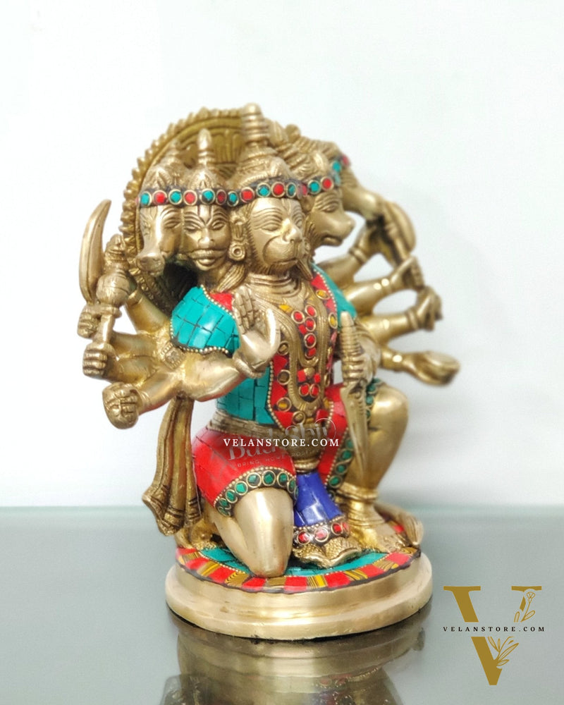Brass Panchmukhi Hanuman 8.5"