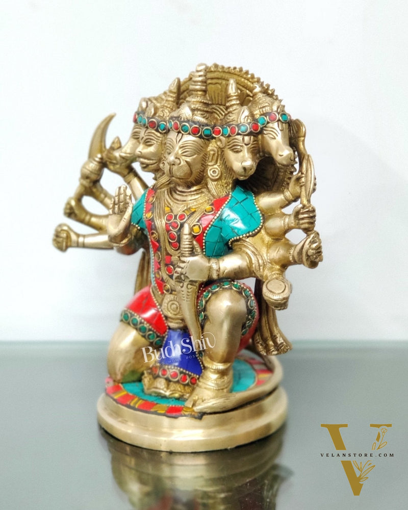 Brass Panchmukhi Hanuman 8.5"
