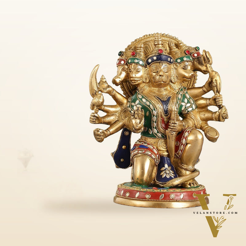 Brass Panchmukhi Hanuman 8.5"