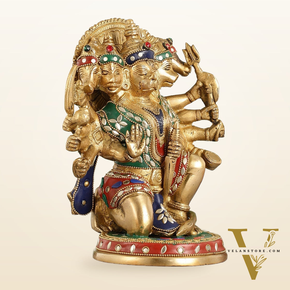 Brass Panchmukhi Hanuman 8.5"