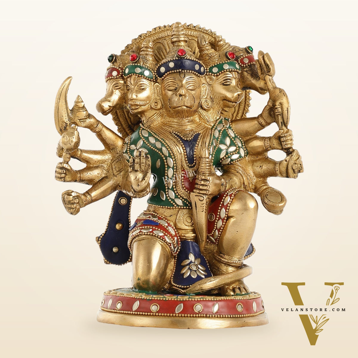 Brass Panchmukhi Hanuman 8.5"
