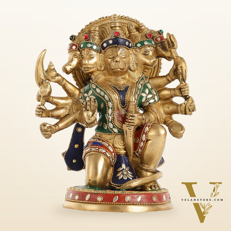 Brass Panchmukhi Hanuman 8.5"