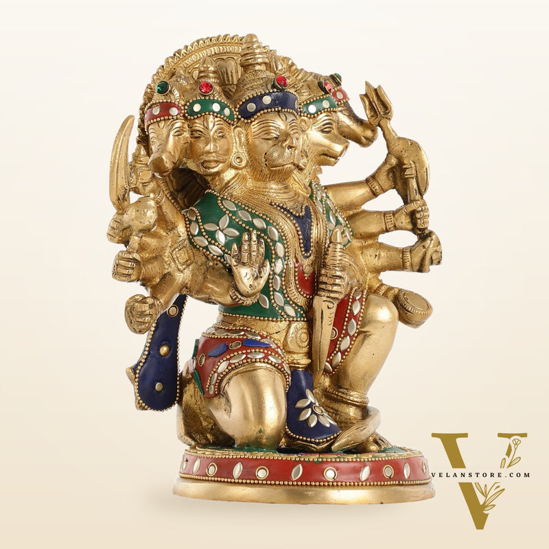 Brass Panchmukhi Hanuman 8.5"