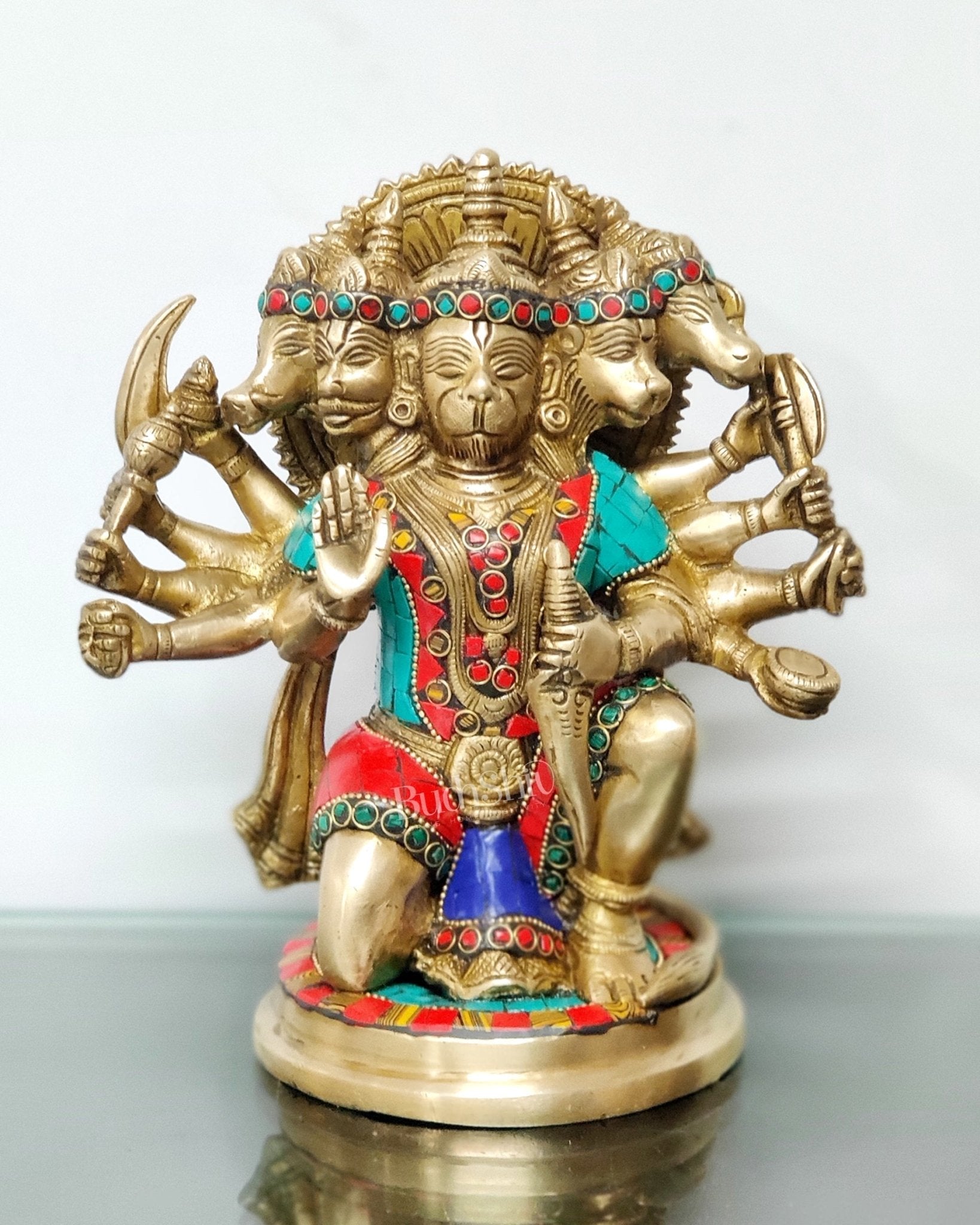 Brass Panchmukhi Hanuman 8.5"