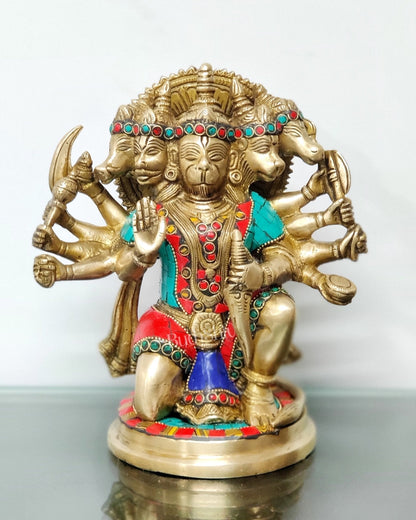 Brass Panchmukhi Hanuman 8.5"