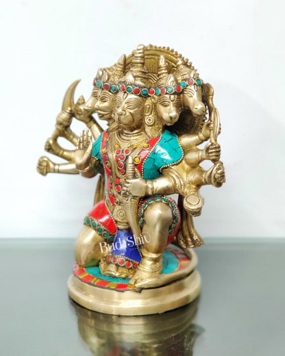 Brass Panchmukhi Hanuman 8.5"