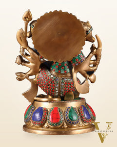 Brass Panchmukhi Hanuman idol 13" meenakari Stonework