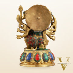 Brass Panchmukhi Hanuman idol 13" with meenakari