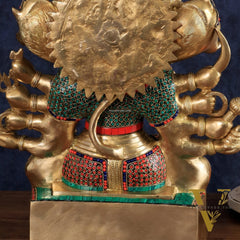 Brass Panchmukhi Hanuman large Idol 17 inch with stonework