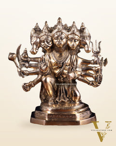 Brass Panchmukhi Hanuman Sculpture - 11" Glossy finish
