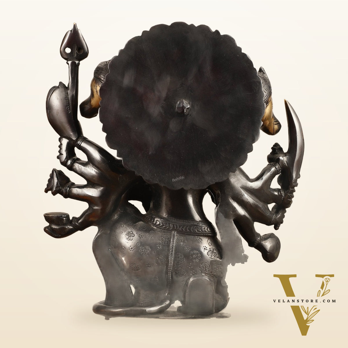 Brass Panchmukhi Hanuman Statue - 11" Height, Black and Gold Finish