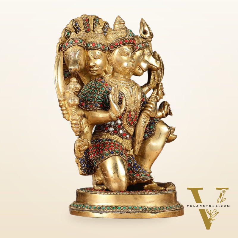 Brass Panchmukhi Hanuman Statue 11 inch