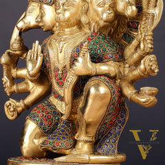 Brass Panchmukhi Hanuman Statue 11 inch