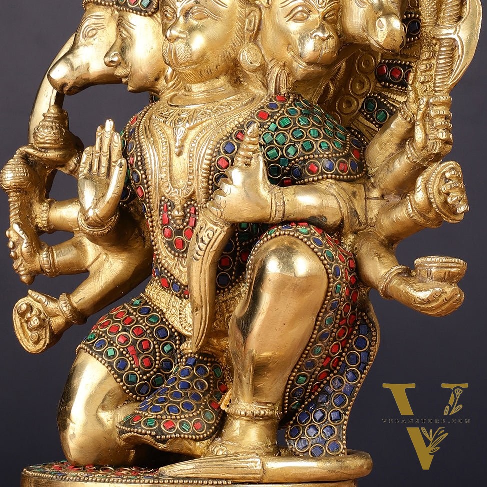 Brass Panchmukhi Hanuman Statue 11 inch