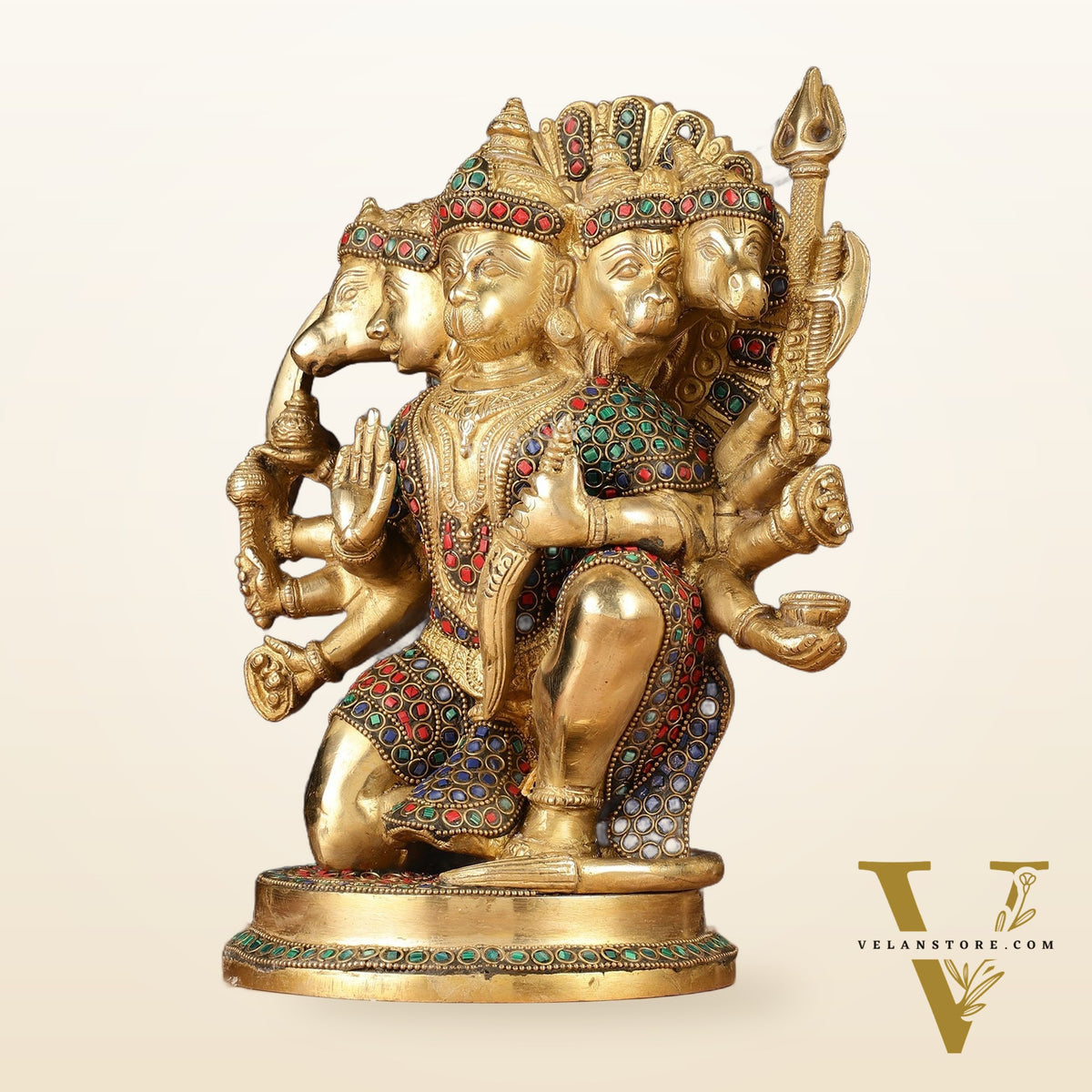 Brass Panchmukhi Hanuman Statue 11 inch