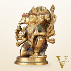 Brass Panchmukhi Hanuman Statue 11 inch