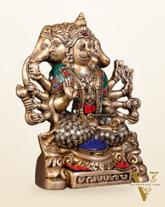 Brass Panchmukhi Hanuman Statue 8"