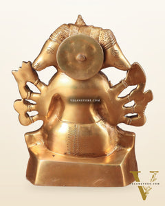 Brass Panchmukhi Hanuman Statue with Crossed Legs 8" golden tone