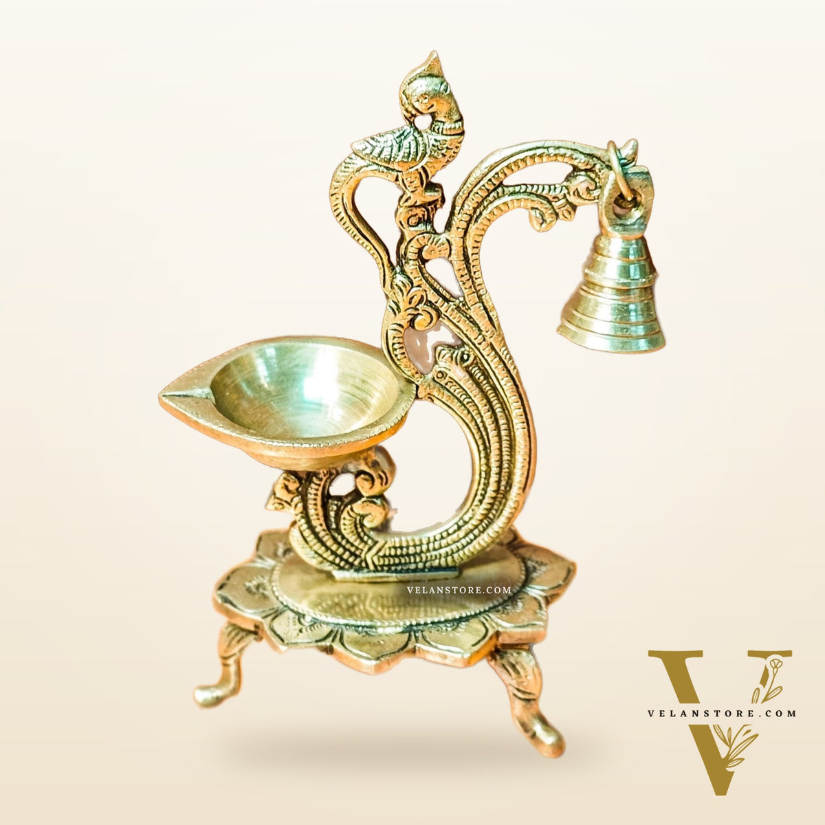 Brass parrot lamp with bell