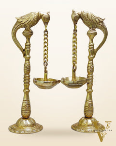 Brass Parrot lamps  7"