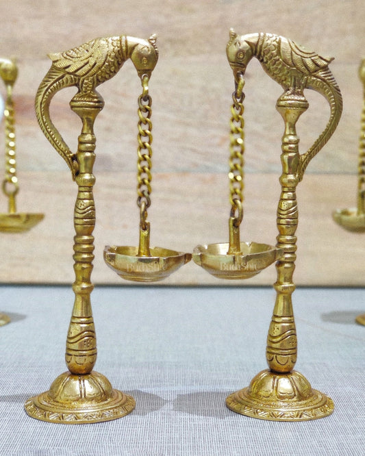 Brass Parrot lamps  7"