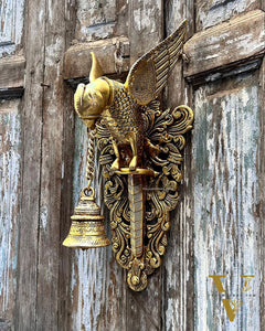 Brass Parrot Wall Hanging Bell - 10 inch