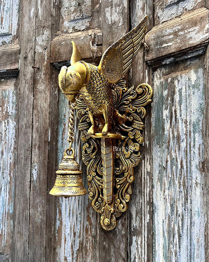Brass Parrot Wall Hanging Bell - 10 inch