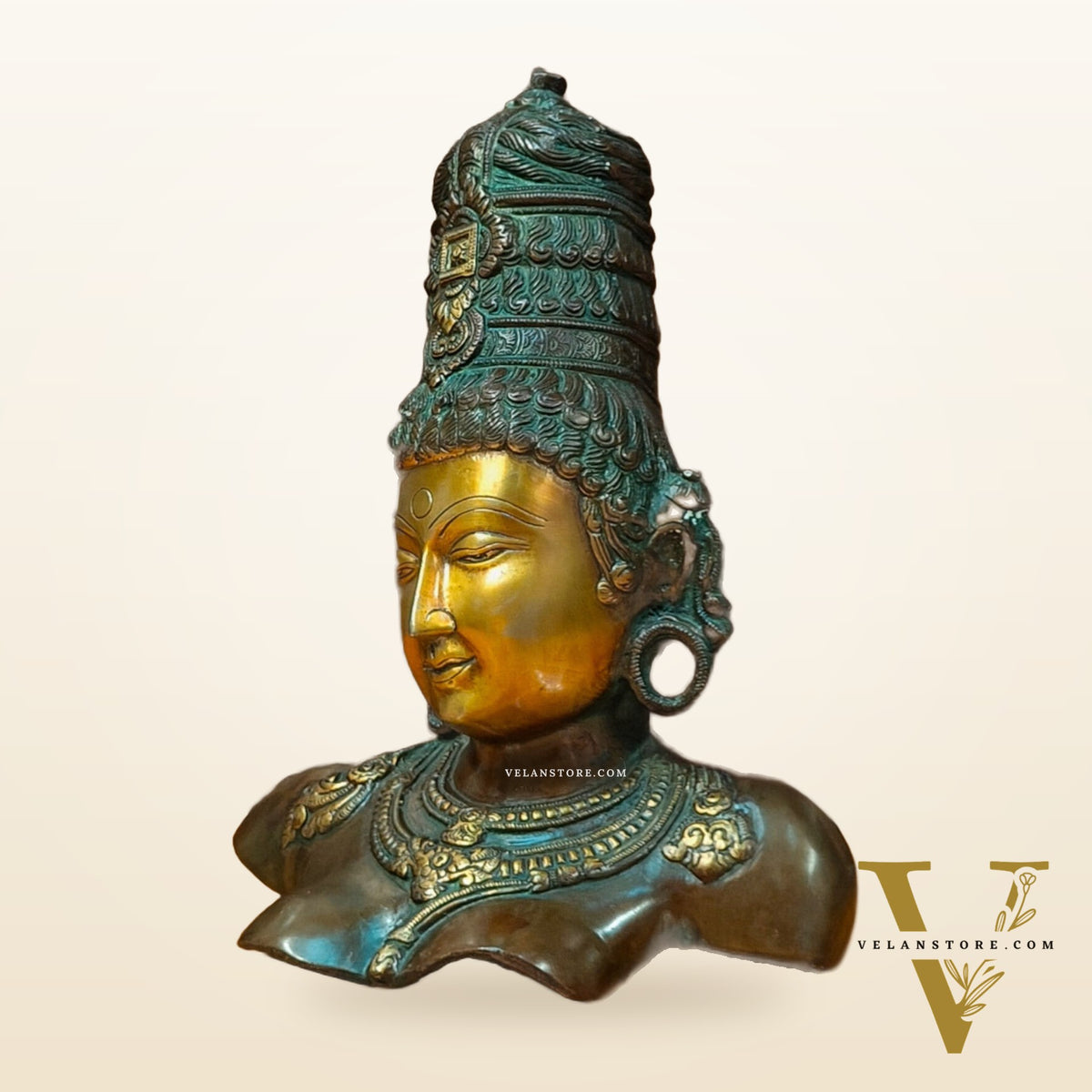 Brass Parvati Bust statue 12"