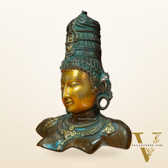 Brass Parvati Bust statue 12"