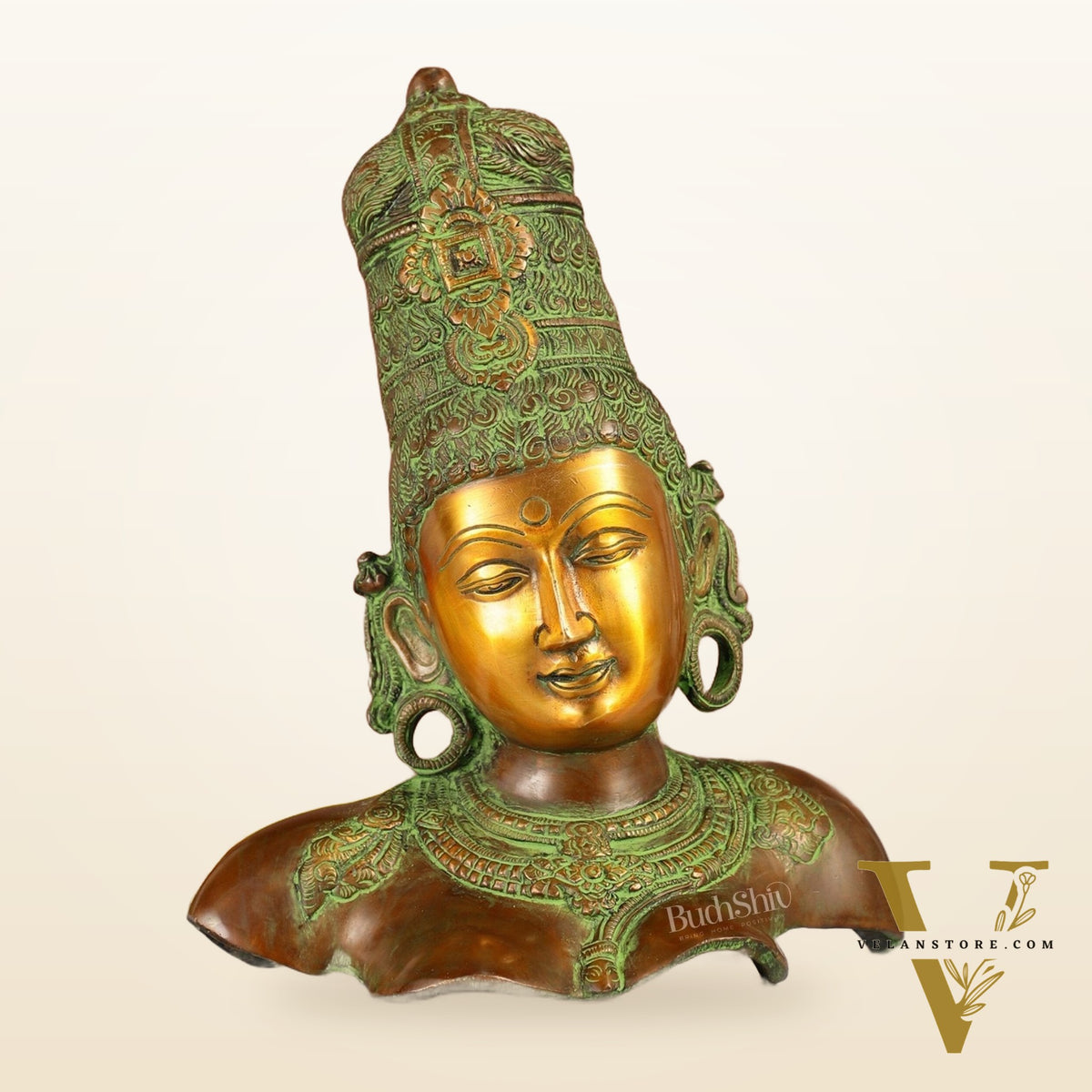 Brass Parvati Bust table accent 12"