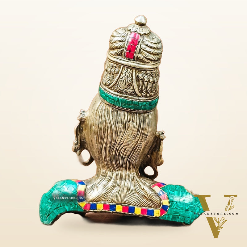 Brass Parvati Bust table accent 12" with stonework