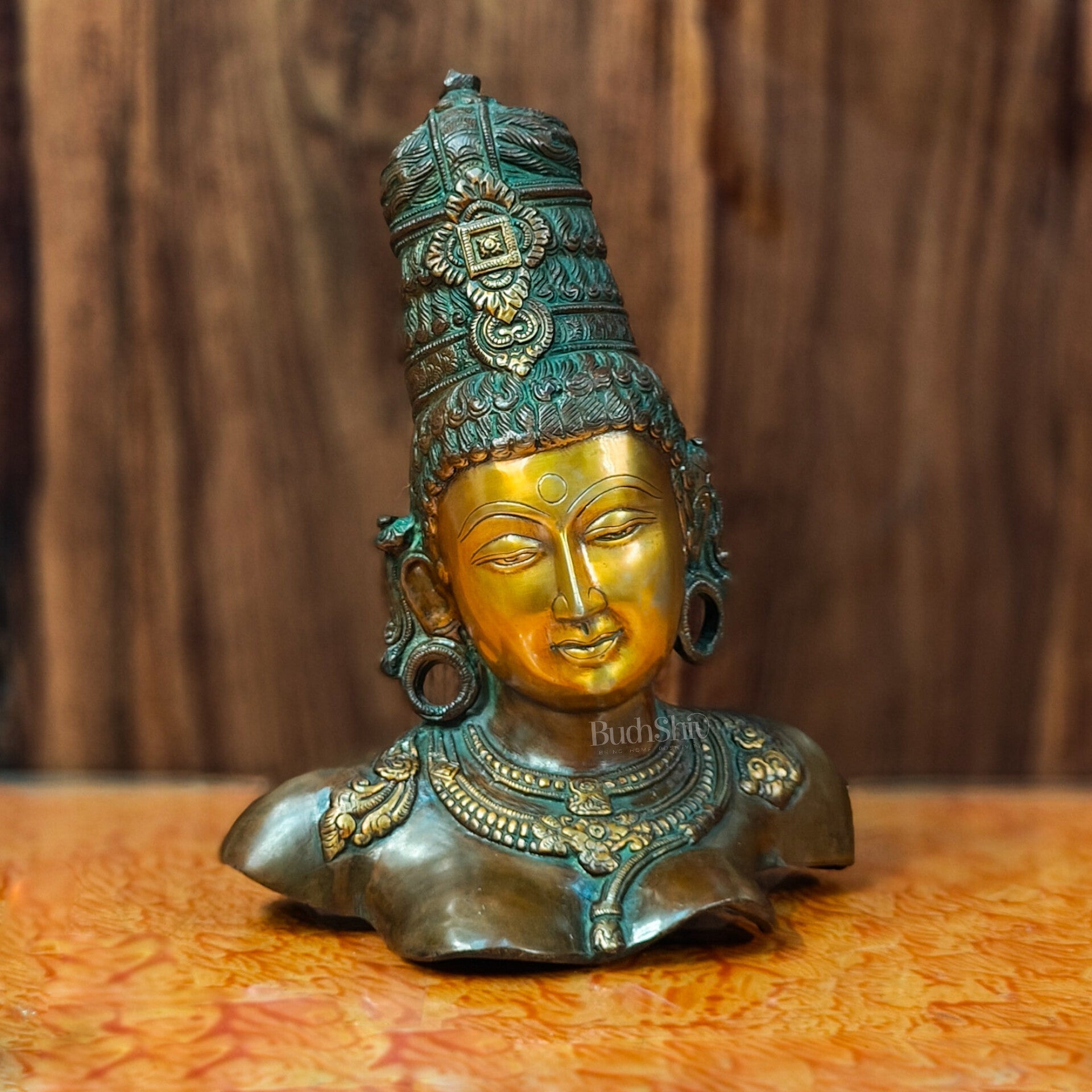 Brass Parvati Bust statue 12"