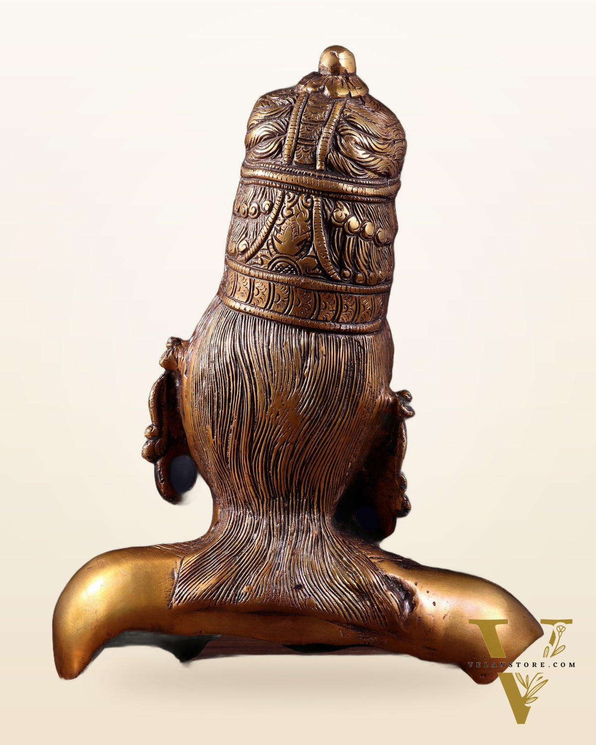 Brass Parvati face Bust table accent 12" Burnt brass tone