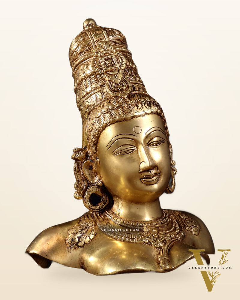 Brass Parvati face Bust table accent 12" Butter gold