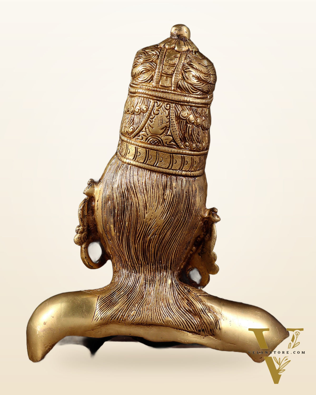 Brass Parvati face Bust table accent 12" Butter gold