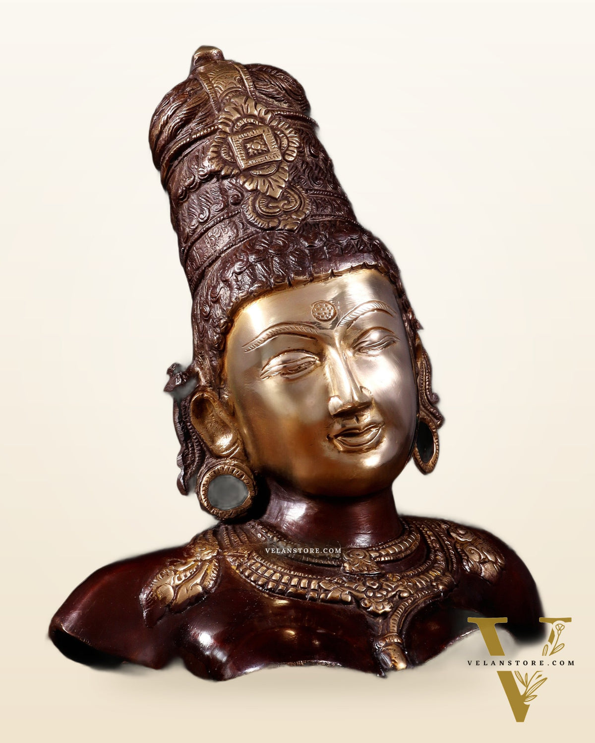 Brass Parvati face Bust table accent 12" Dual tone