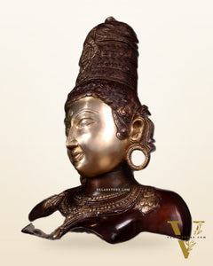 Brass Parvati face Bust table accent 12" Dual tone