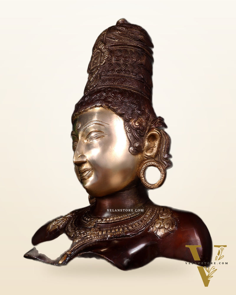 Brass Parvati face Bust table accent 12" Dual tone
