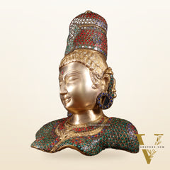 Brass Parvati face Bust table accent 12" stonework