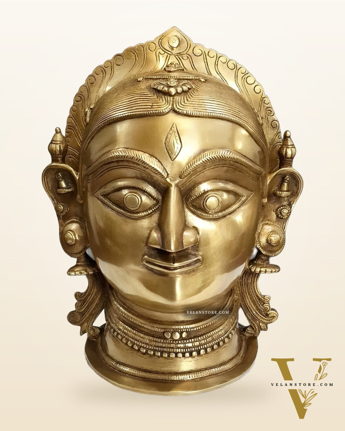 Brass Parvati face Statue - 12 inches