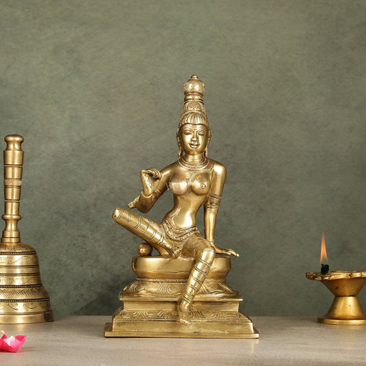 Brass Bhoga Shakti Parvati Idol 9"
