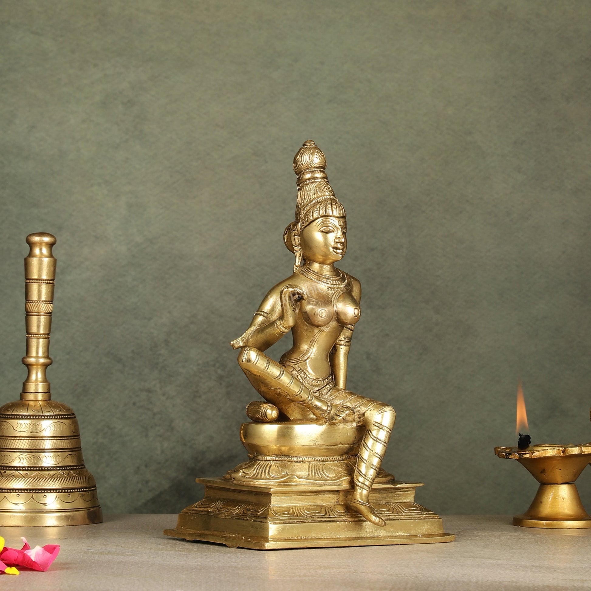 Brass Bhoga Shakti Parvati Idol 9"