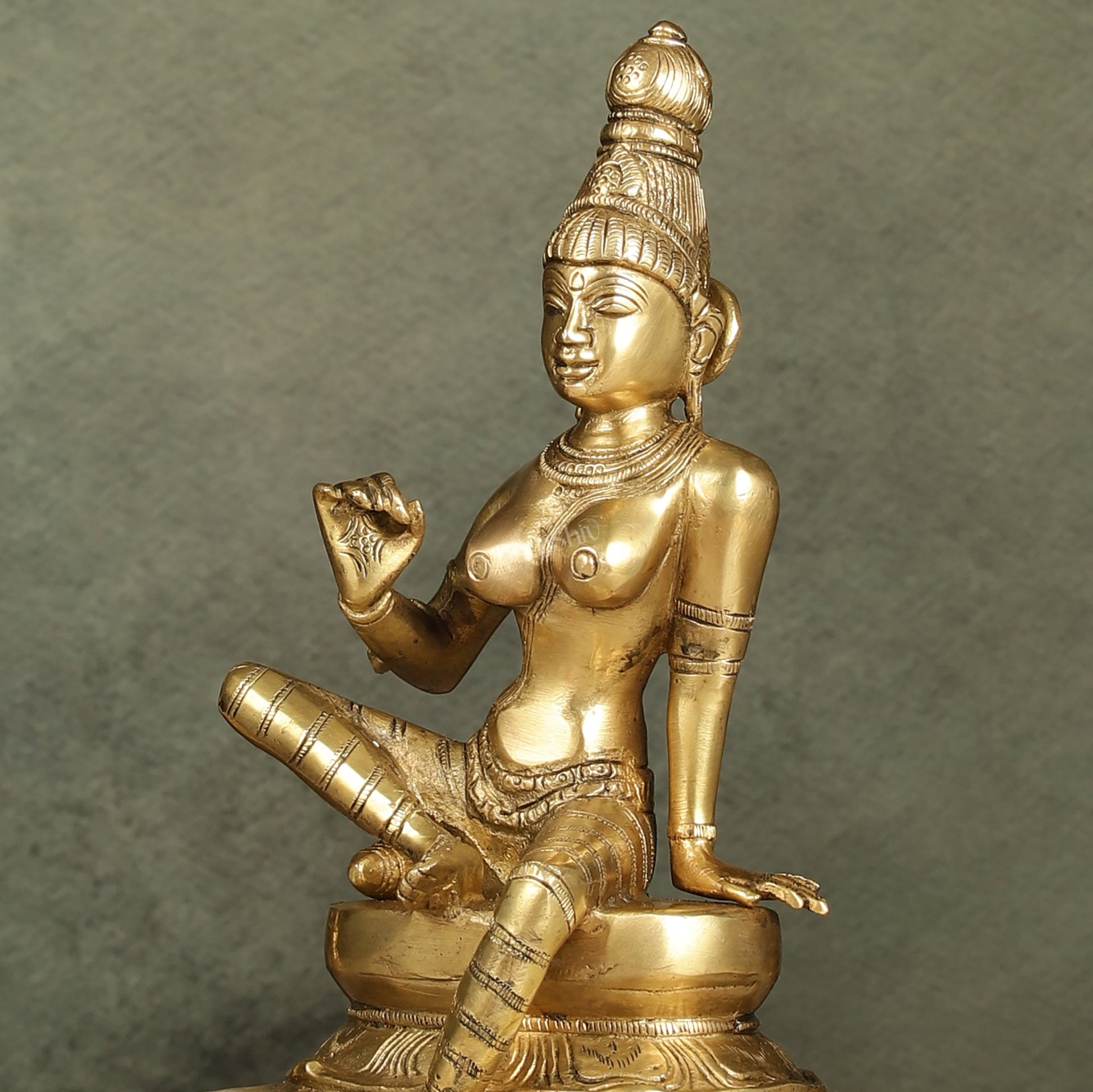Brass Bhoga Shakti Parvati Idol 9"