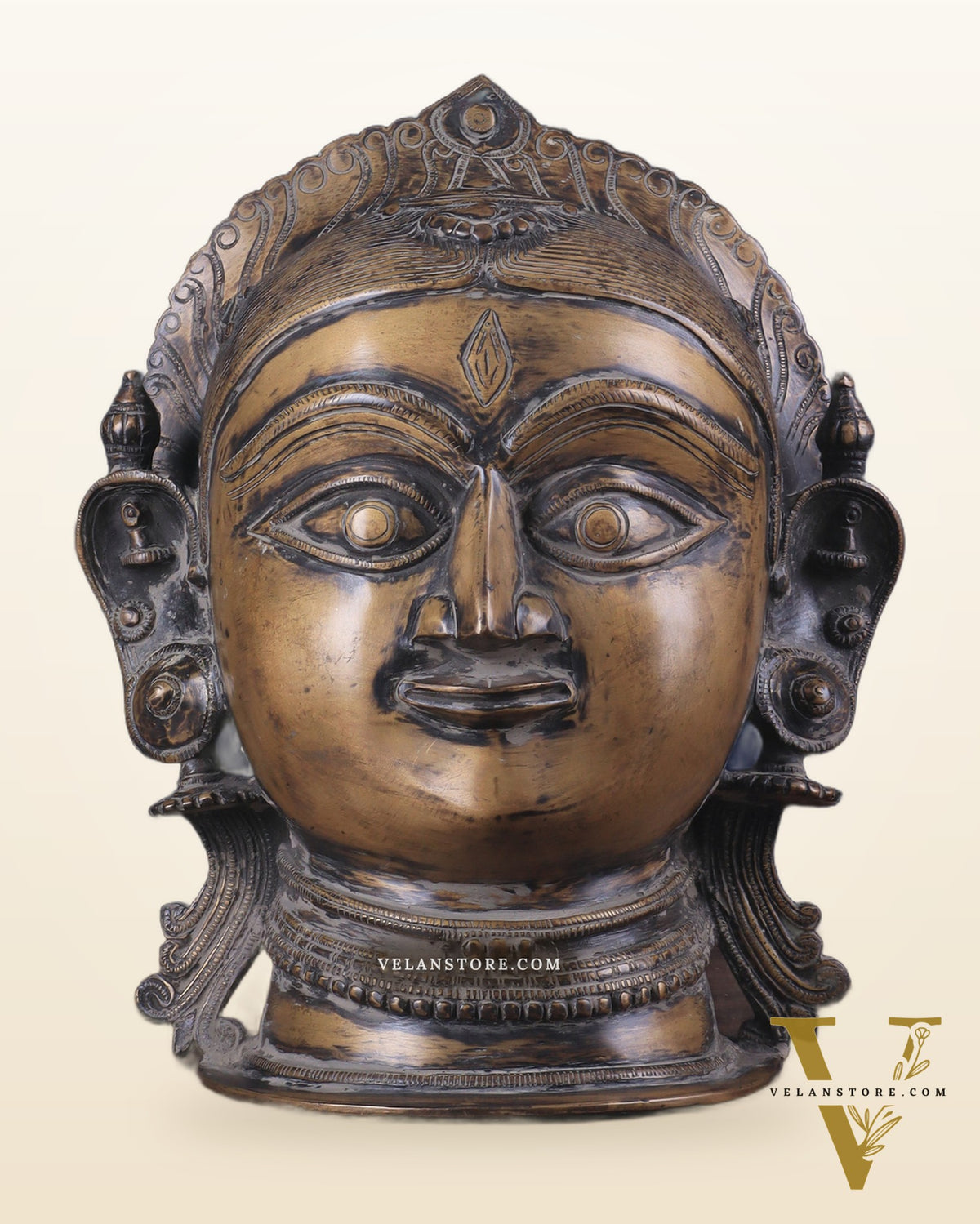 Brass Parvati/Gauri Mata face Statue - 12 inches