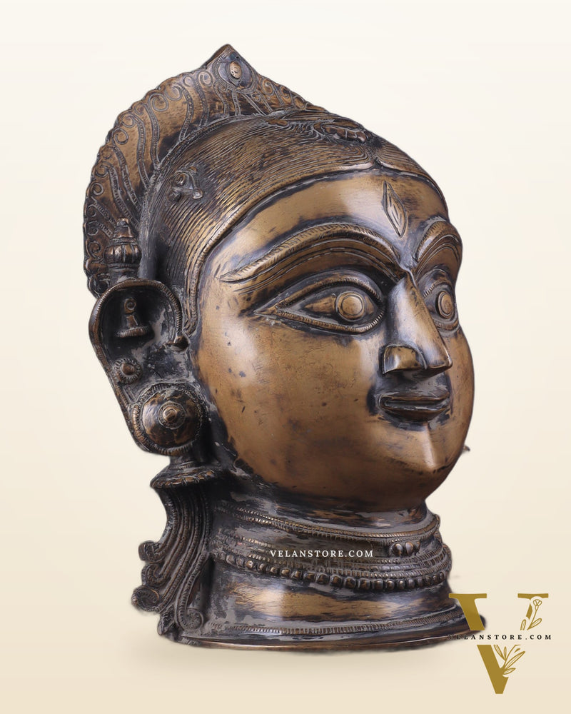 Brass Parvati/Gauri Mata face Statue - 12 inches