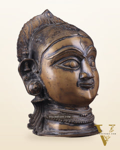Brass Parvati/Gauri Mata face Statue - 12 inches