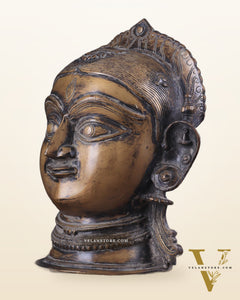 Brass Parvati/Gauri Mata face Statue - 12 inches