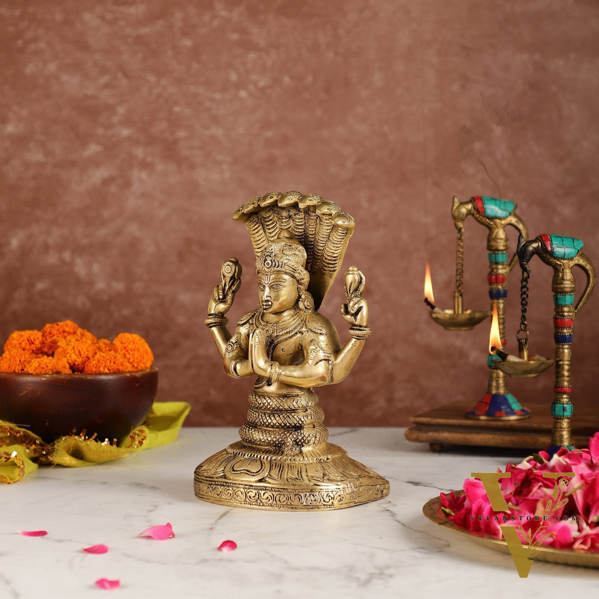 Brass Patanjali Idol | 9" Height | Spiritual Serenity antique