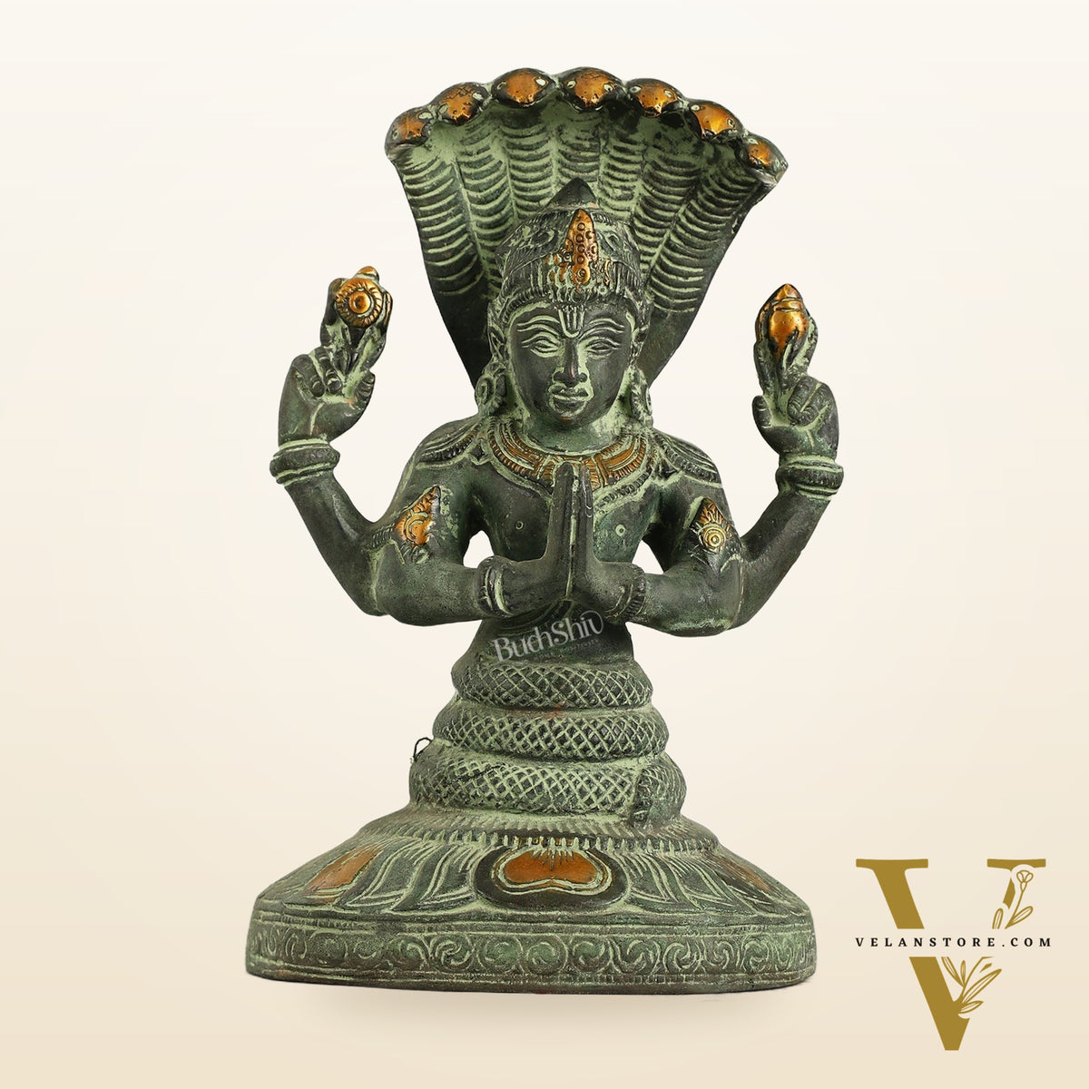Brass Patanjali Idol | 9" Height | Spiritual Serenity antique